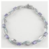 Anne Klein Gorgeous Amethyst & Opal Inlay Sterling Silver Tennis Bracelet.