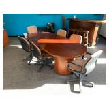 Large Oak Conference Room Table + Chairs