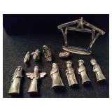 Miniature 11pc Pewter Nativity Scene