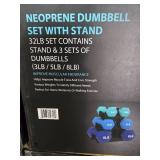 Hex Dumbbells with rack (Two 3Lb, Two 5LB and Two 8Lb).New and in a Box