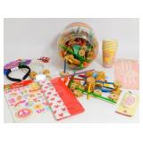 Container Of Tinker Toys-Tissue Paper-Party Items-New Years Headband Etc