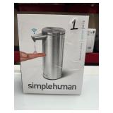 New Simplehuman 9 oz. Touch-Free Automatic Soap Dispensor - Rechargeable Sensor Pump, Brushed Stainless Steel - Retail $69.99