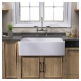 Zuagco White Farmhouse Sink 33 inch Fireclay Apron Front Farm Sink Large Capacity Deep Single Bowl Kitchen Sinks with Accessories Protective Bottom Grid and Strainer