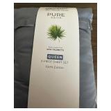 Open Box New Pure Earth Organic 300 Thread Count 6-piece Sheet Set - Queen - Saw Palmetto / Blue