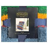 New Pendleton Serape Stripe Denim Sherpa Fleece Throw Blanket 60" x 70"