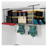 New SafeRacks Overhead Garage Storage Shelf / Rack Combo Kit, 4 ft. x 8 ft. Racks, Deluxe Hook Accessory Pack - Hammertone / Grey