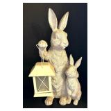 Decorative Patio Rabbit Figurine with Lantern