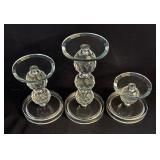 Trio of Crystal Candle Holders