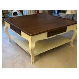 Elegant Cream and Cherry Finish Coffee Table