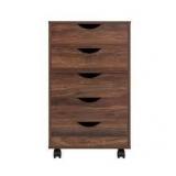 MAYKOOSH 5-Drawer Brown Oak 26 in. H x 16 in. W x 16 in. D Wood Lateral File Cabinet Customer Returns See Pictures