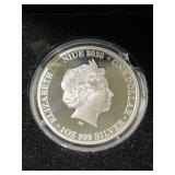 1 TROY OZ .999 FINE SILVER 2020 QUEEN ELIZABETH 