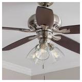 Hampton Bay Rockport Universal 3-Light Brushed Nickel Ceiling Fan LED Light Kit Customer Returns See Pictures