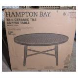 Hampton Bay Round Metal Outdoor Coffee Table with Ceramic Tile Top