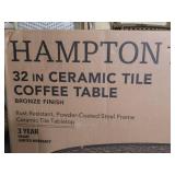 Hampton Bay Round Metal Outdoor Coffee Table with Ceramic Tile Top