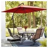 Hampton Bay 8 ft. Square Aluminum and Steel Cantilever Offset Outdoor Patio Umbrella in Chili Red