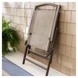 StyleWell Mix and Match Folding Steel Sling Outdoor Dining Chair in Riverbed Taupe