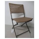 Style Well Folding Wicker Steel Outdoor Patio Chair with New Cane Back-Tan/Black