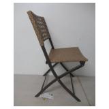 Style Well Folding Wicker Steel Outdoor Patio Chair with New Cane Back-Tan/Black