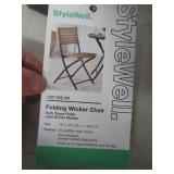 Style Well Folding Wicker Steel Outdoor Patio Chair with New Cane Back-Tan/Black