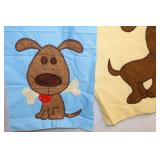 Adorable Puppy Quilt Project w/Three Completed Blocks and Extra Polka-Dot Fabric…