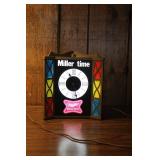 Vintage Miller Time Neon Wall Clock with Colorful Panels