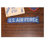 Vintage U.S. Air Force Cloth Patch, CHHS Concert Band Patch, and Blue Angel Supper Club Menu