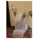 Large Plastic Storage Bin with Assorted Wrapping Paper