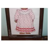 Vintage Framed Cross-Stitch Art of Teddy Bear in Dress