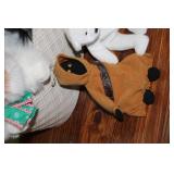 Collection of 5 Plush Stuffed Animals with Basket