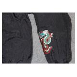 Vintage Black Bomber Jacket with Dragon Embroidery and Korea Design