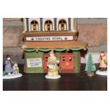 1998 Department 56 Dickens Village Theatre Royal Building with Figurines