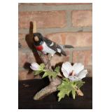 Limited Edition Audubon Society Rose-Breasted Grosbeak Figurine with Flower Base