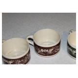 Set of 4 Vintage Soup Mugs with Decorative Design