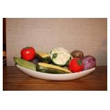 Vintage Ceramic Vegetable Centerpiece Bowl with Assorted Veggies