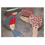 Vintage Wooden Pull Toys - Boy and Girl Set