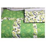 Floral Print Reversible Quilt Bedspread with Matching Throw