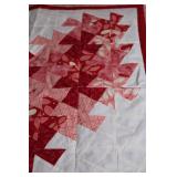 Handmade Quilted Heart Throw Blanket in Red and Pink Patterns