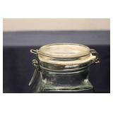 Vintage Hexagonal Glass Storage Jar with Clip Lid - 8 Inches Tall