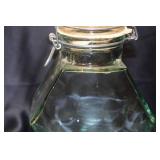 Vintage Hexagonal Glass Storage Jar with Clip Lid - 8 Inches Tall