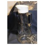 Collection of Vintage Glassware including Pitchers, Canister, and Decorative Items