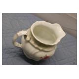 Collection of Vintage Teapot, Pig Mug, Creamer, and Green Candle Holder