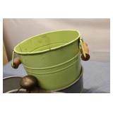 Assorted Decorative Metal Buckets and Vintage Wooden Shoe Lasts Collection