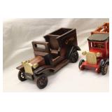 Set of 2 Vintage Wooden Toy Trucks - Delivery and Pickup Trucks