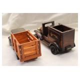 Set of 2 Vintage Wooden Toy Trucks - Delivery and Pickup Trucks