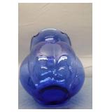 Vintage Blue Glass Vase with Flared Lip and Pumpkin Shape