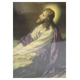 Framed Art Print of Jesus in Prayer with Gold Frame