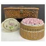 Vintage Beautiful Jewelry Boxes Including Brass, Porcelain and Glass