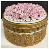 Vintage Beautiful Jewelry Boxes Including Brass, Porcelain and Glass