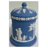 Vintage Small Vanity and Blue Jasperware Wedgewood Tobacco Jar