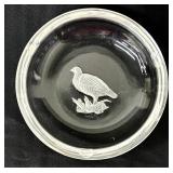 Vintage Ashtrays including a Crystal Val St Lambert Intaglio Wild Bird Grouse Ashtray / Vanity Bowl